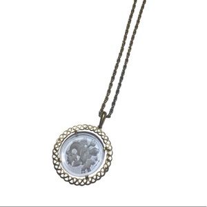 Vintage Trifari gold etched glass zodiac Necklace